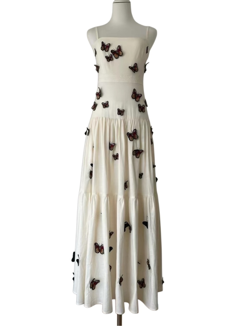 Agua By Agua Bendita Lima Embroidered Butterfly Linen Maxi Dress, M - Picture 4 of 10